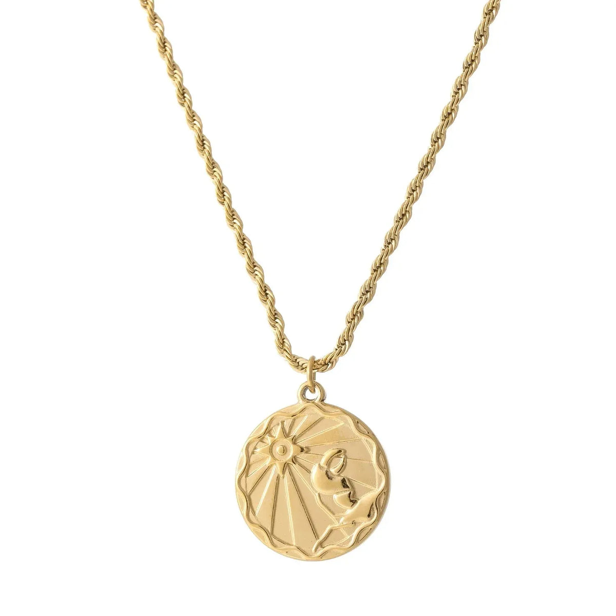 Zodiac Coin Rope Chain Necklace