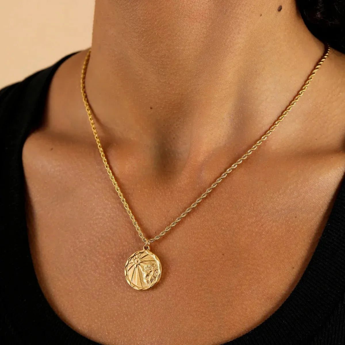 Zodiac Coin Rope Chain Necklace
