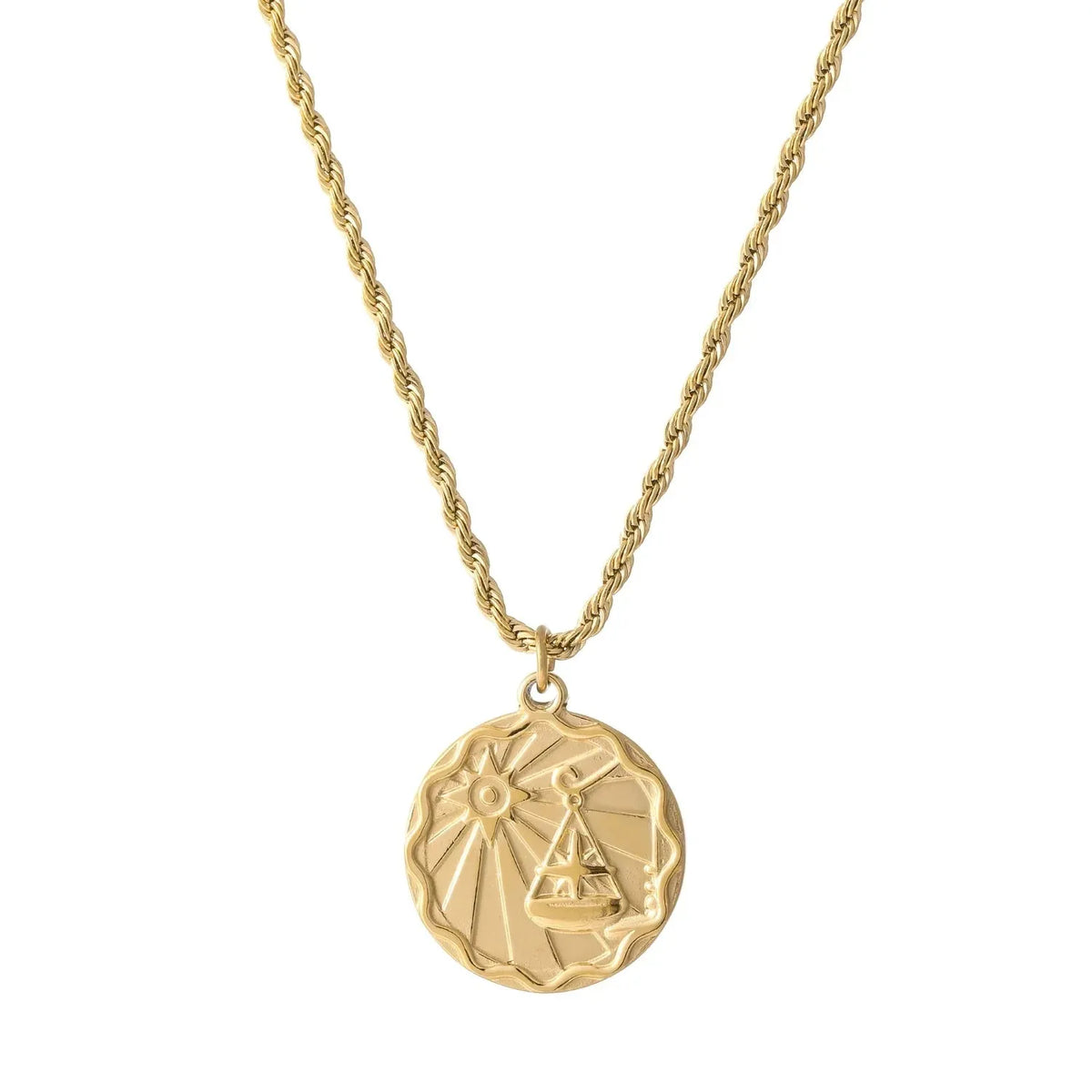 Zodiac Coin Rope Chain Necklace