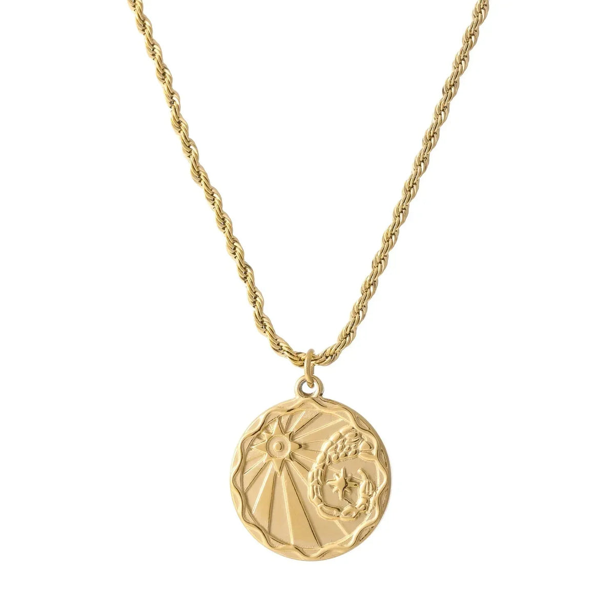 Zodiac Coin Rope Chain Necklace